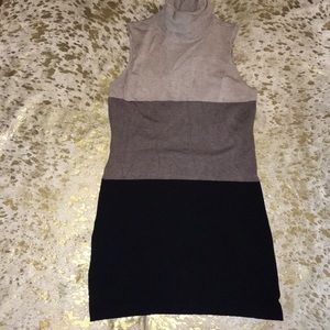 Color block dress cream/taupe/black turtle neck S